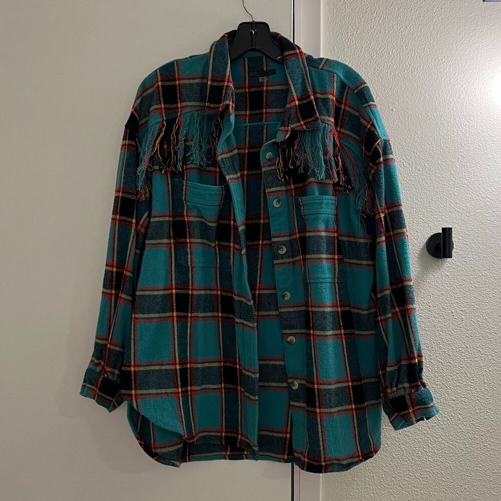 Mother Fringe Flannel Shirt, Size M